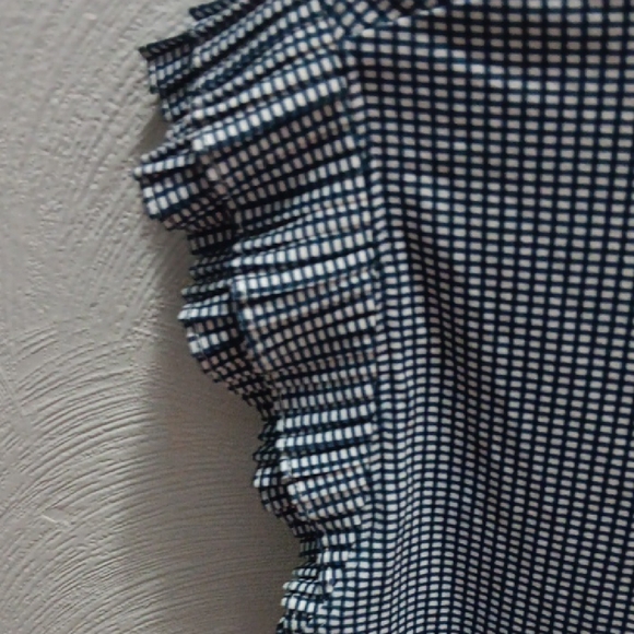 Adrianna Papell Blue Gingham Blouse - Picture 4 of 6